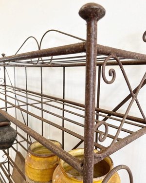 Antique French Wrought Iron Boulangerie Bakers Shelving Rack